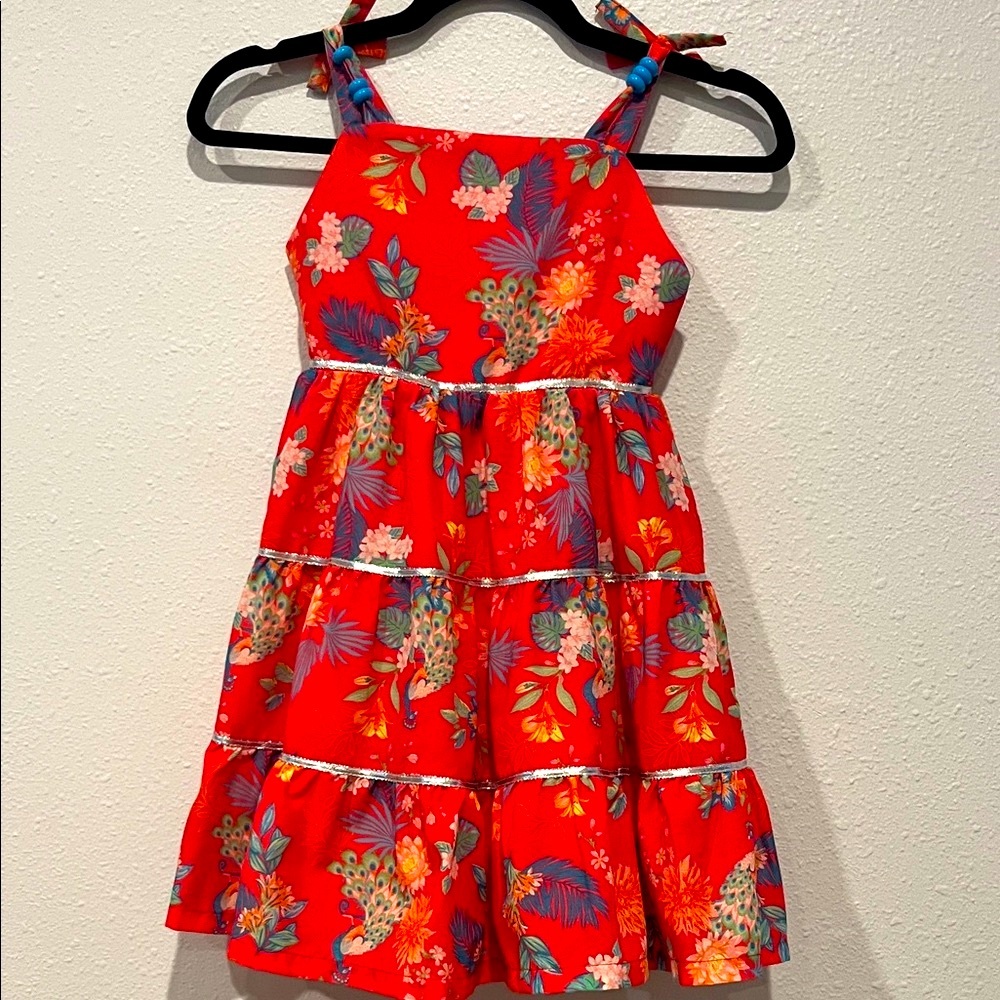 Girls Peek Tiered midi Dress strappy glitzy rainbowcore Barbiecore party holiday - Picture 2 of 10